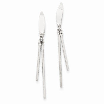 14k White Gold Dangle Tube Post Earring, Jewelry Earrings