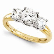 14k Two-tone Round Forever Brilliant 3 Stone Ring