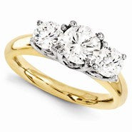 14k Two-tone Round Forever Brilliant 3 Stone Ring