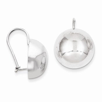 14k White Gold Hollow Half Ball Earrings