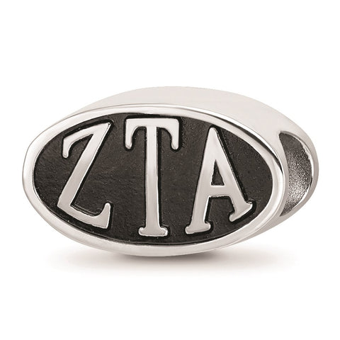 Sterling Silver LogoArt Zeta Tau Alpha Oval Letters Bead